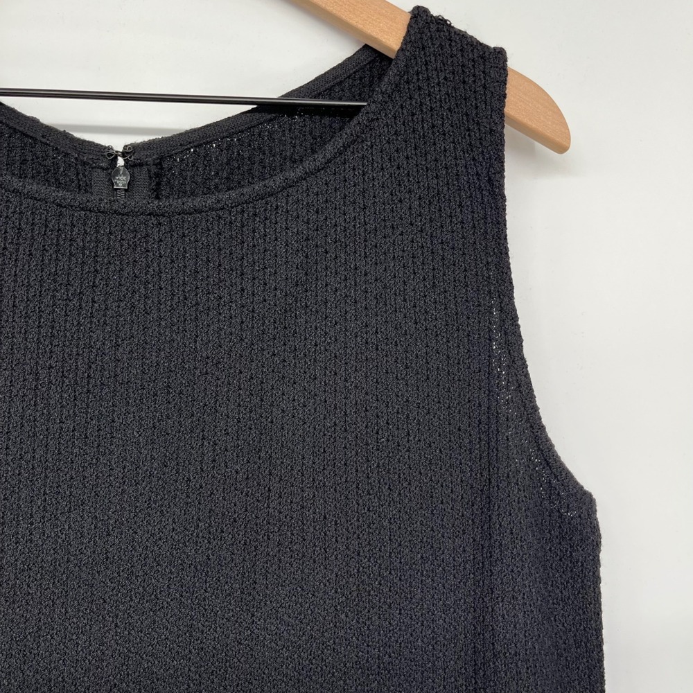 St. John Caviar Dress Women 16 Black Wool Blend Santana Knit Sleeveless Sheath - Picture 4 of 16